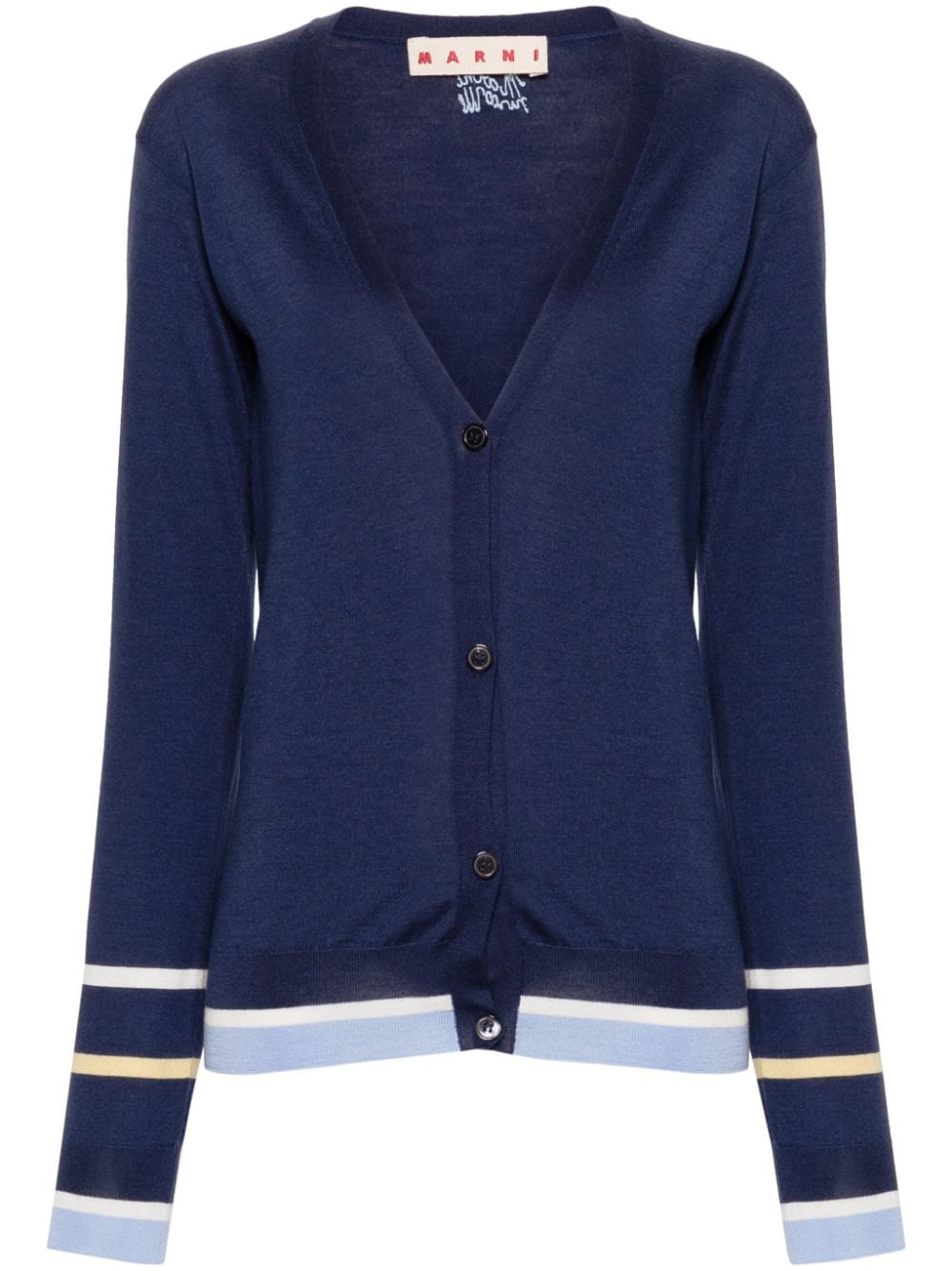 Marni striped virgin wool-blend cardigan - Blue von Marni