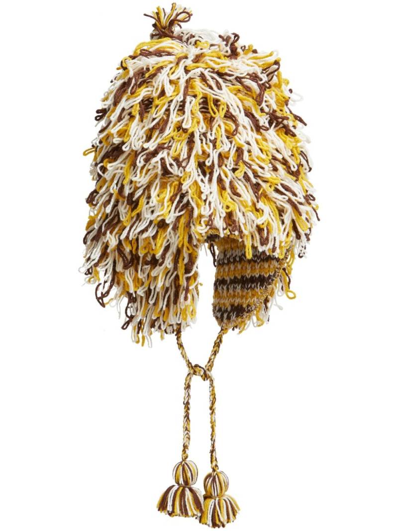 Marni tassel-detail virgin wool beanie - Yellow von Marni