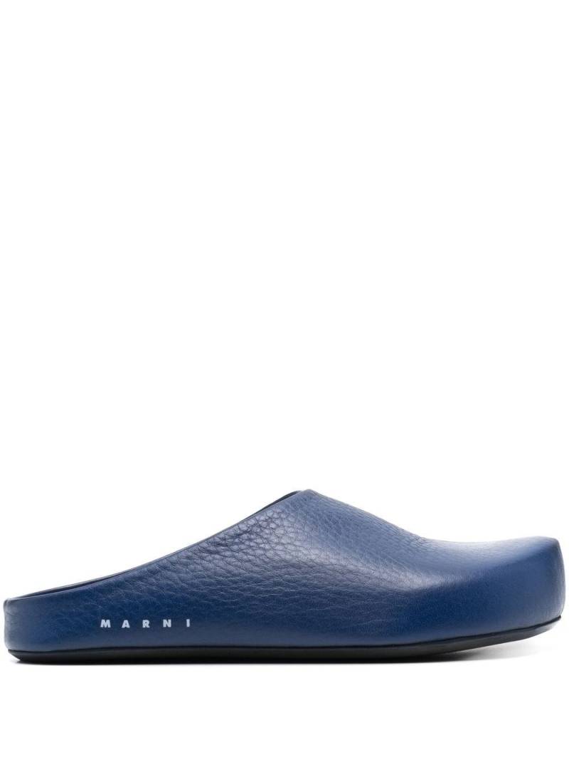 Marni textured-leather slippers - Blue von Marni
