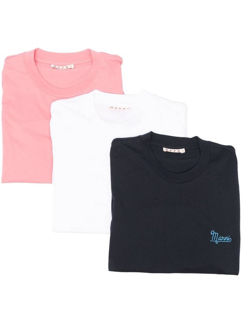 Marni three-pack embroidered-logo T-shirt - Pink von Marni