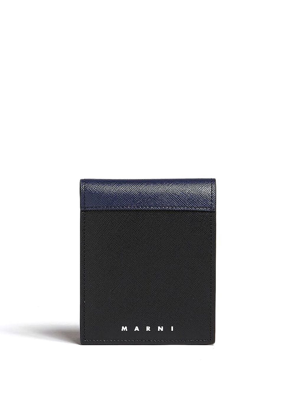 Marni logo-print leather bi-fold wallet - Blue von Marni