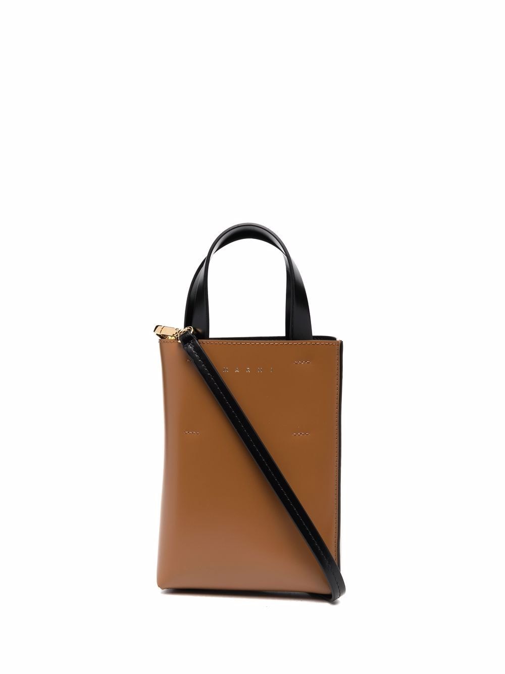 Marni two-tone leather tote bag - Brown von Marni