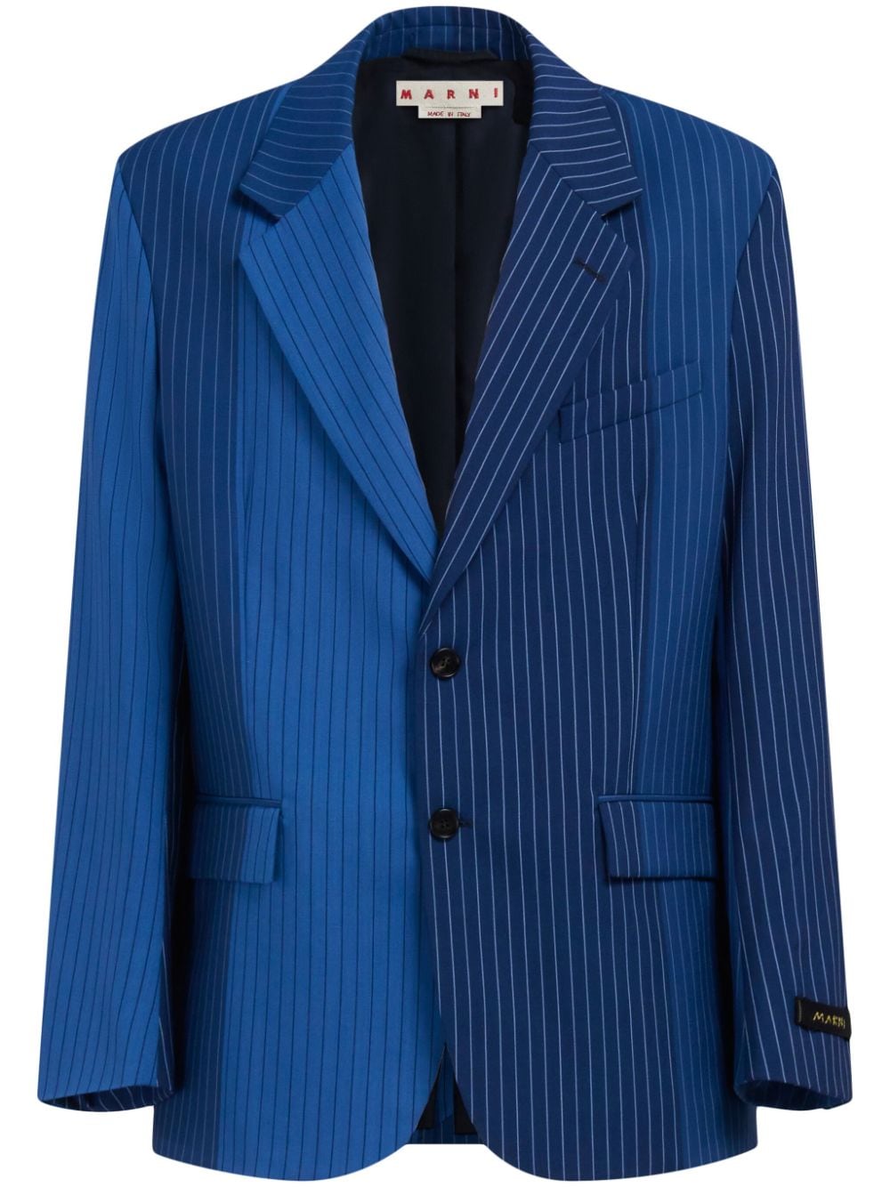 Marni two-tone pinstriped wool blazer - Blue von Marni