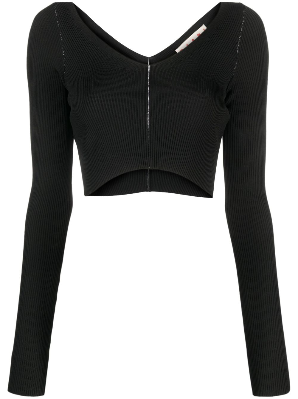 Marni v-neck ribbed-knit crop top - Black von Marni