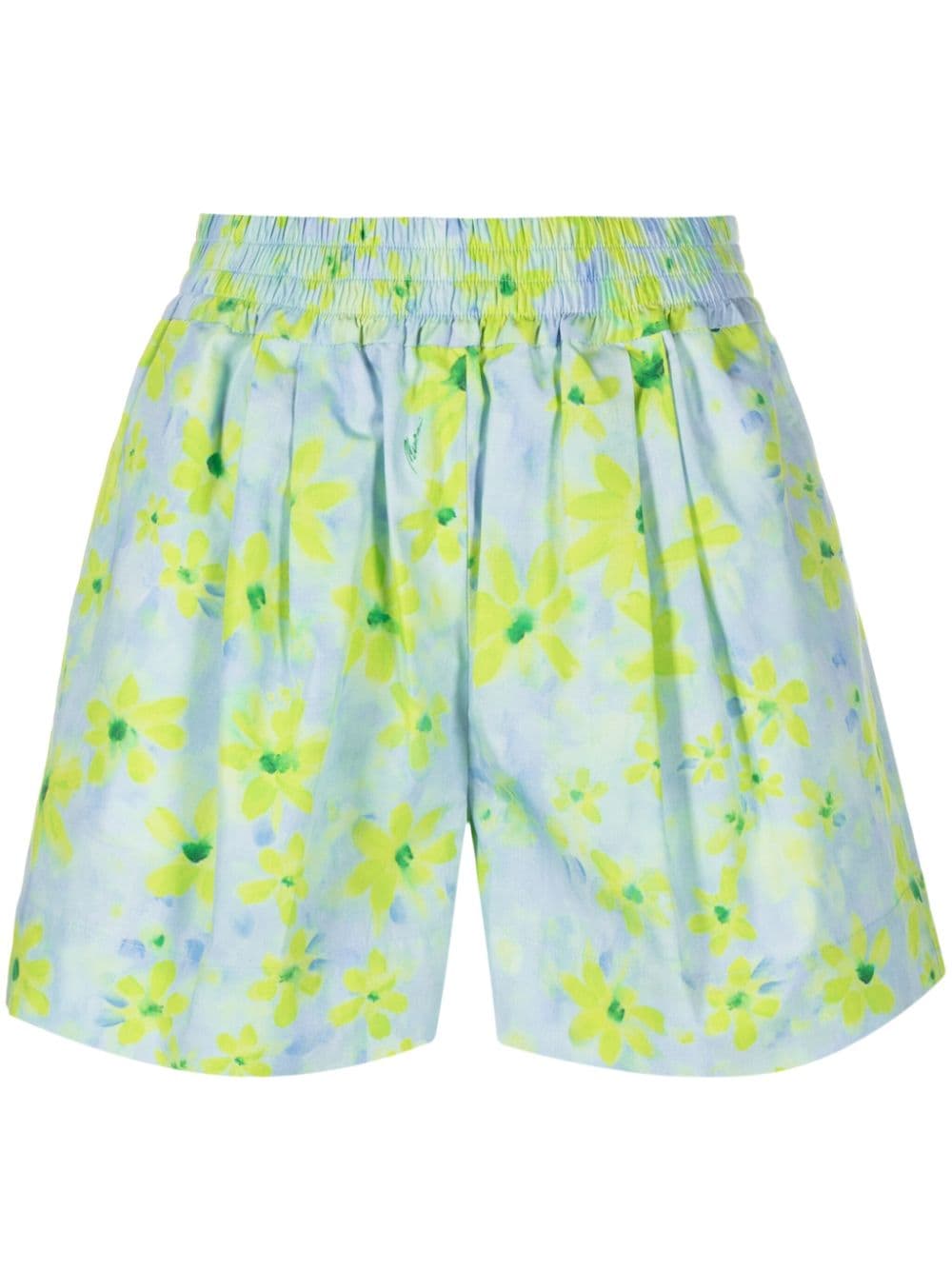 Marni watercolour floral-pattern cotton shorts - Blue von Marni