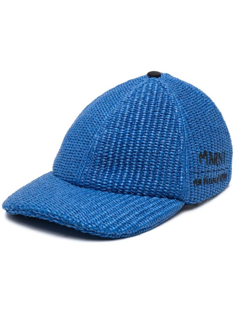 Marni logo-embroidered woven baseball cap - Blue von Marni