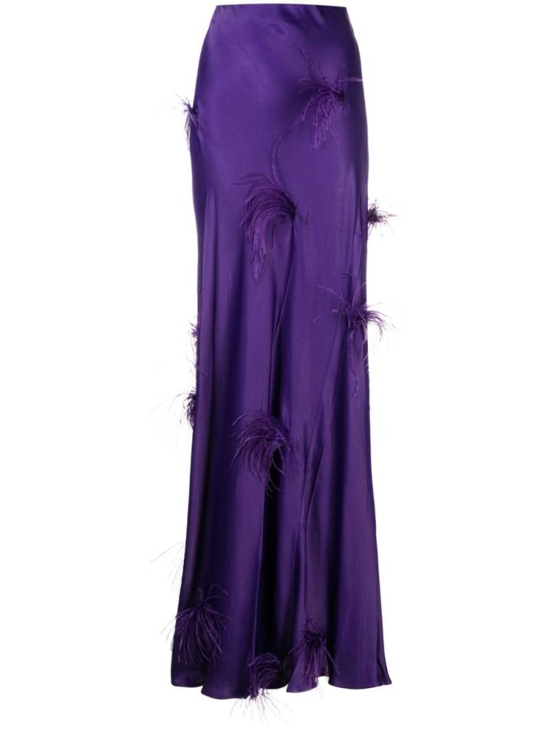 Marques'Almeida feather-trim satin maxi skirt - Purple von Marques'Almeida