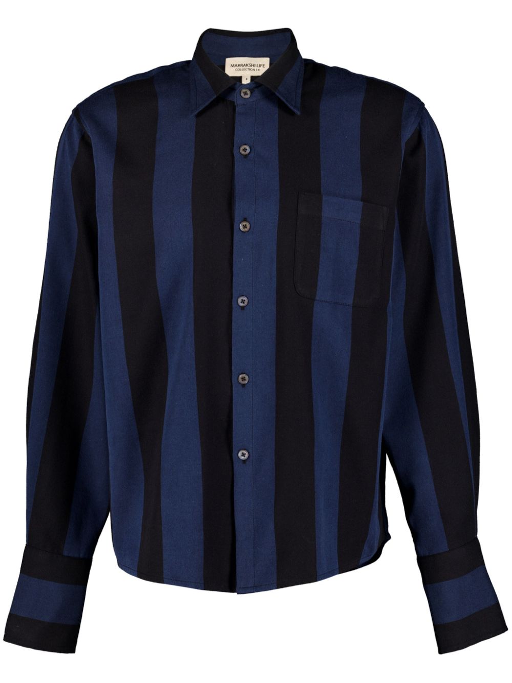 Marrakshi Life striped cotton shirt - Black von Marrakshi Life