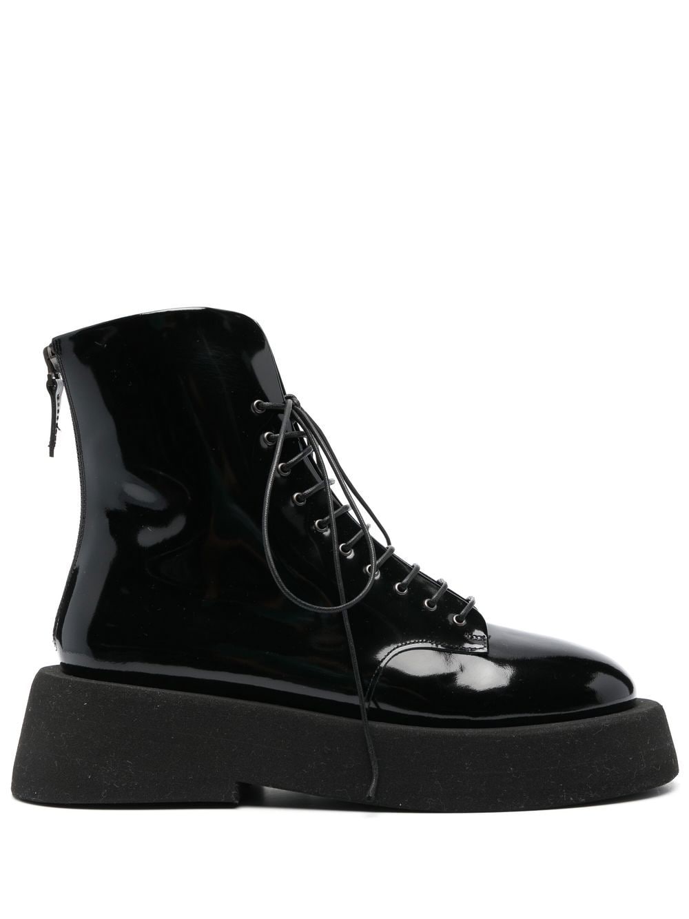 Marsèll 55mm patent lace-up boots - Black von Marsèll