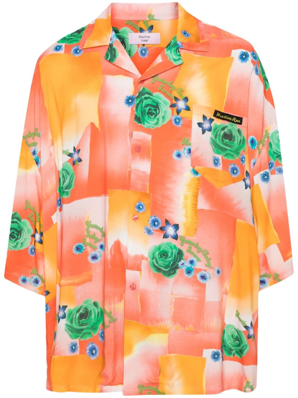 Martine Rose floral-print logo-patch shirt - Orange von Martine Rose