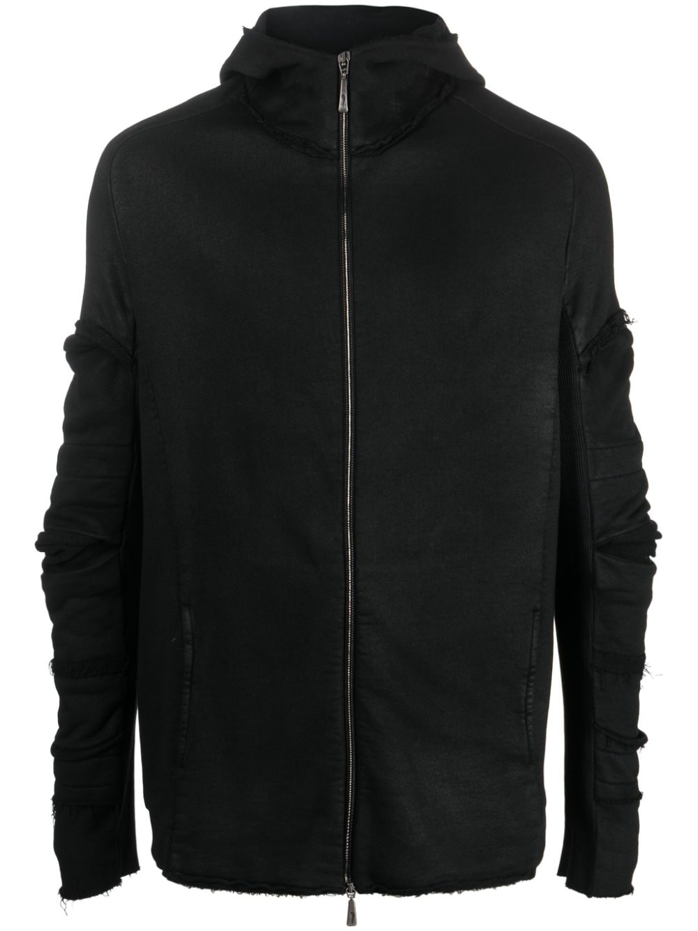 Masnada draped cotton zip-up hoodie - Black von Masnada