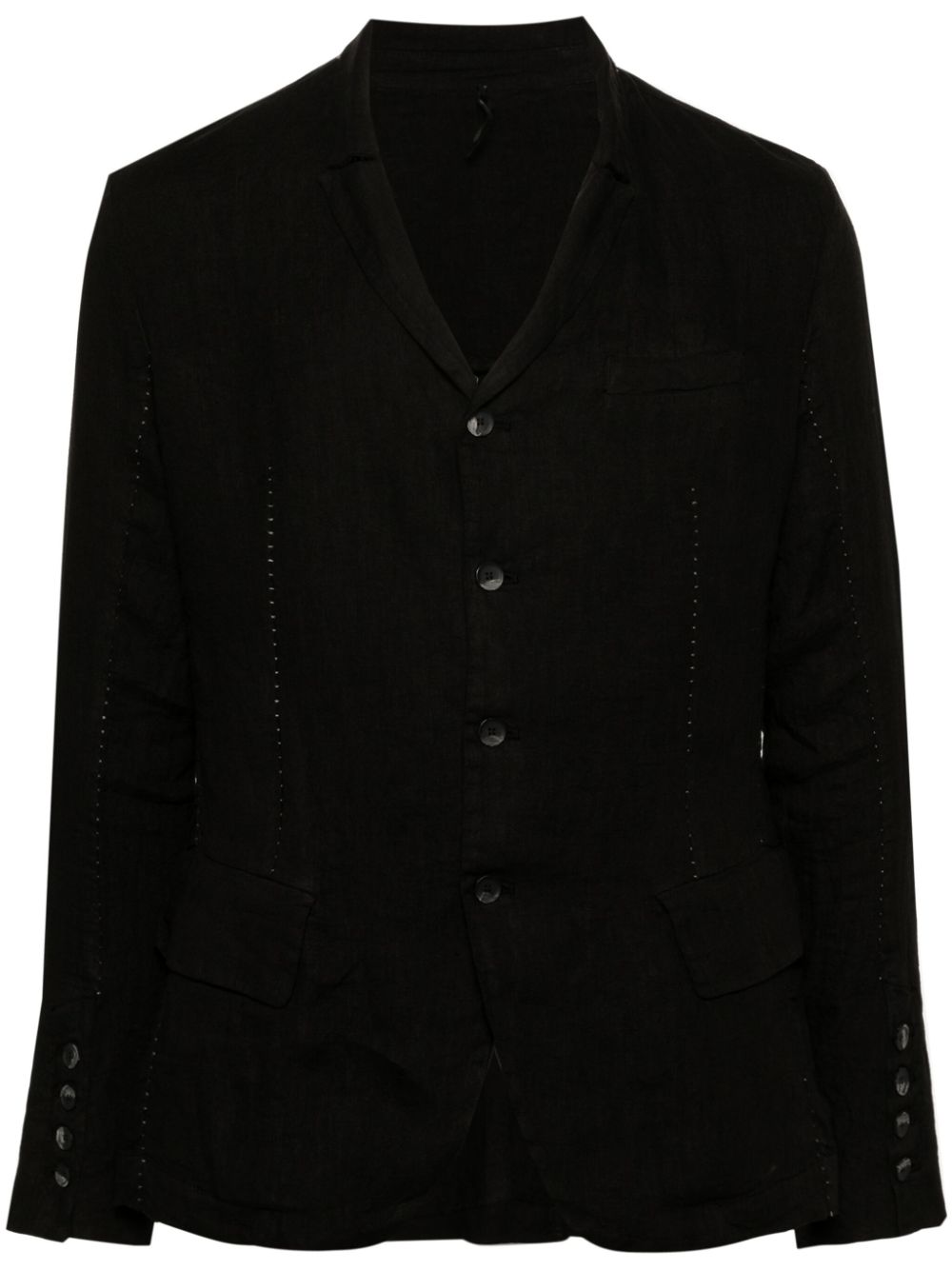 Masnada single-breasted linen blazer - Black von Masnada