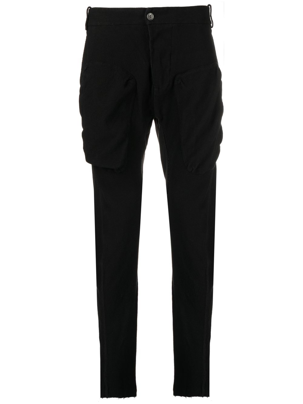 Masnada waffle-effect cotton slim trousers - Black von Masnada