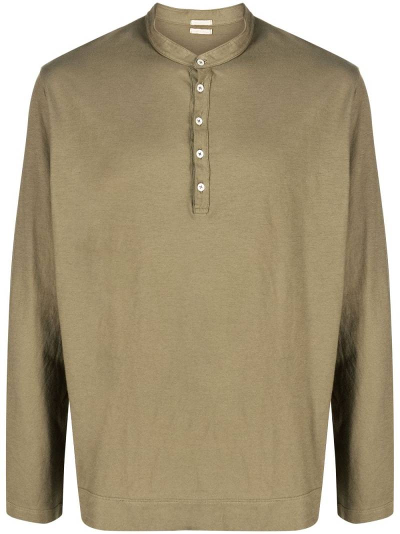 Massimo Alba long-sleeve cotton Henley shirt - Green von Massimo Alba