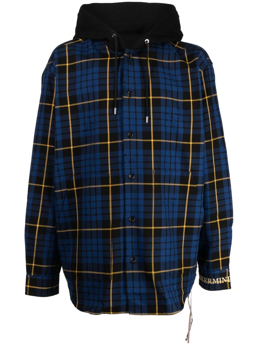 Mastermind World check-pattern hooded shirt jacket - Blue von Mastermind World