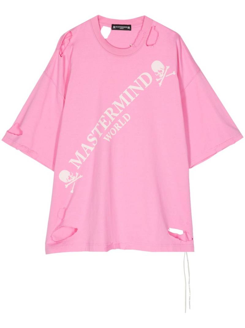 Mastermind World distressed-effect cotton T-shirt - Pink von Mastermind World