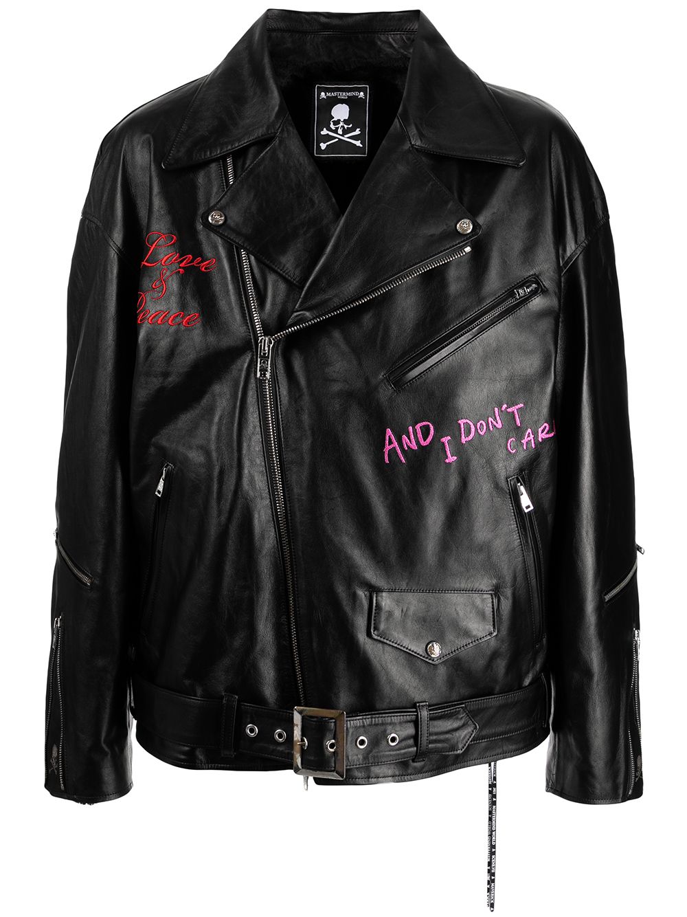 Mastermind World embroidered leather jacket - Black von Mastermind World