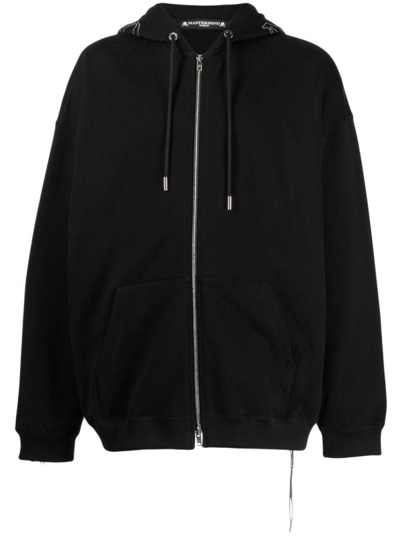 Mastermind World embroidered-logo zip-up cotton hoodie - Black von Mastermind World
