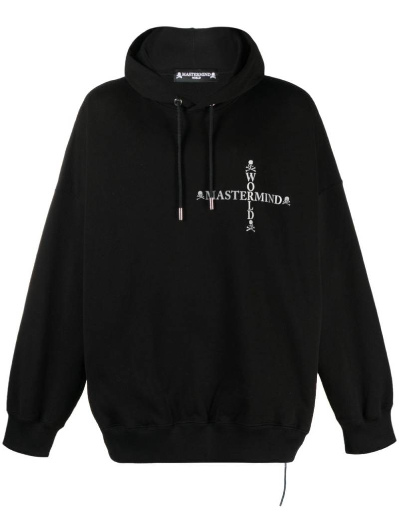Mastermind World logo-print drawstring cotton hoodie - Black von Mastermind World