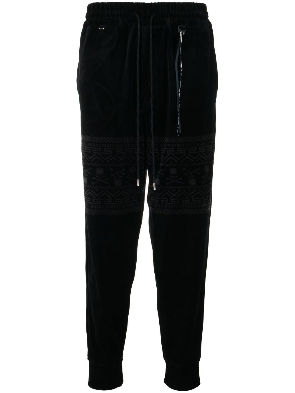 Mastermind World logo-print velvet track pants - Black von Mastermind World