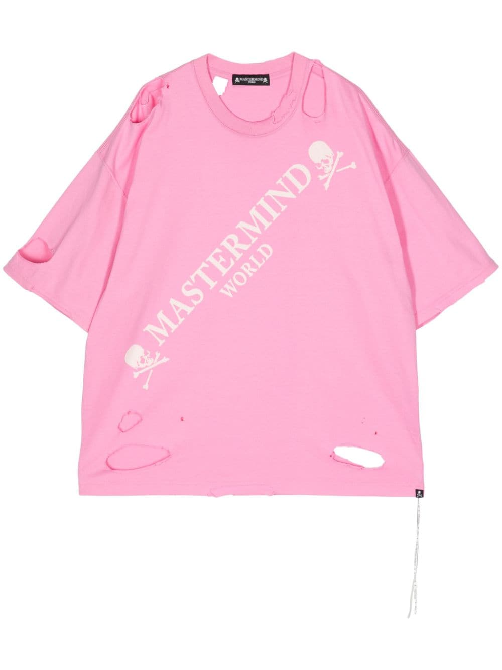 Mastermind World skull-print distressed-effect T-shirt - Pink von Mastermind World