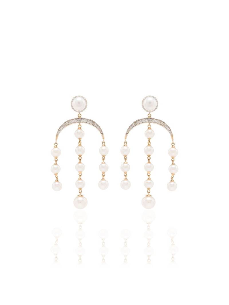 Mateo 14Kt gold pearl and diamond earrings von Mateo