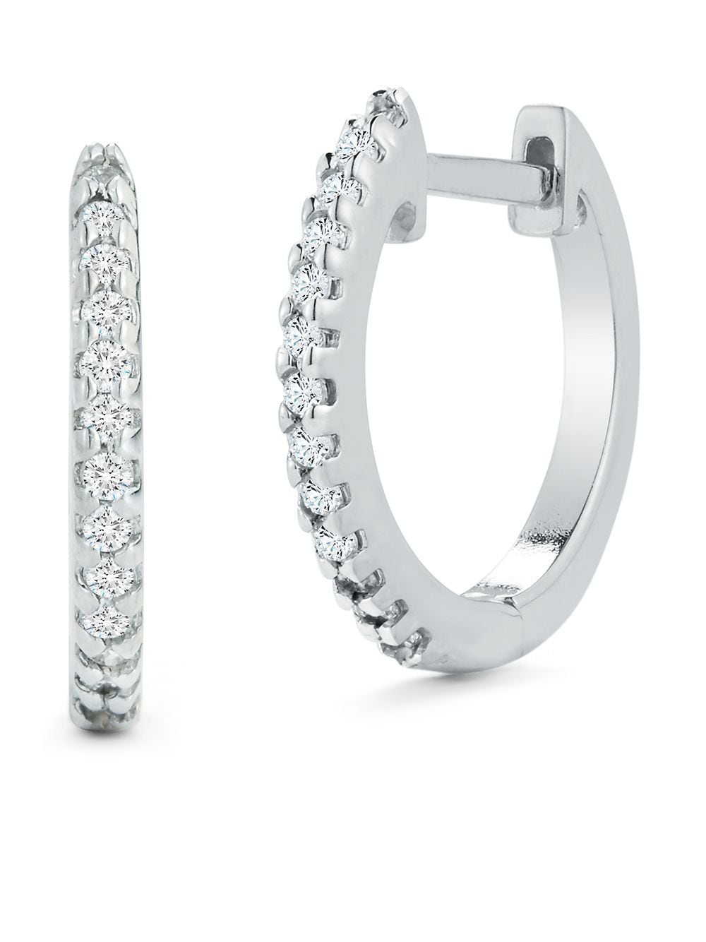 Mateo 14kt white gold 12mm diamond huggie hoops - Silver von Mateo