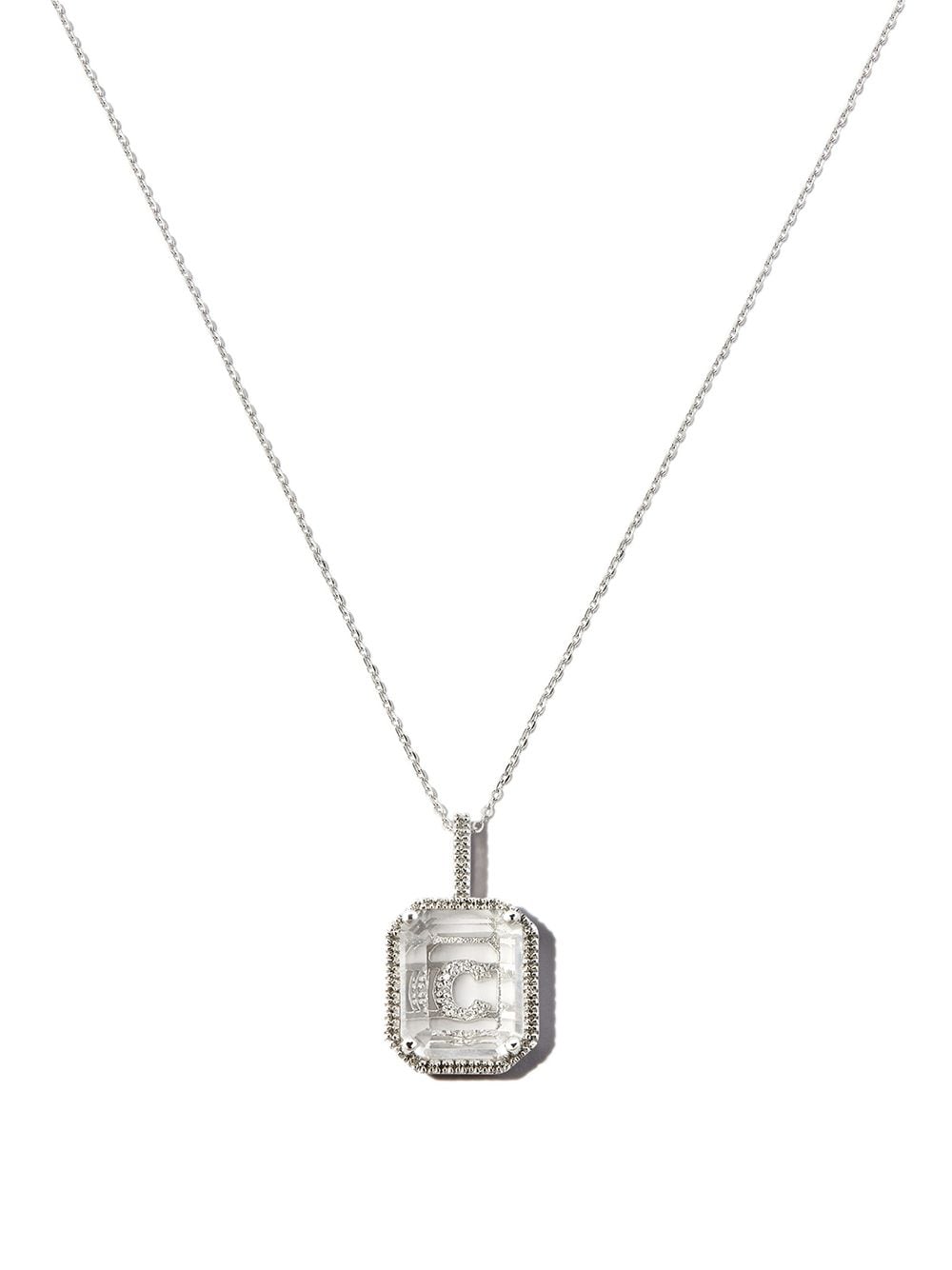 Mateo 14kt white gold C initial diamond pendant necklace - Silver von Mateo