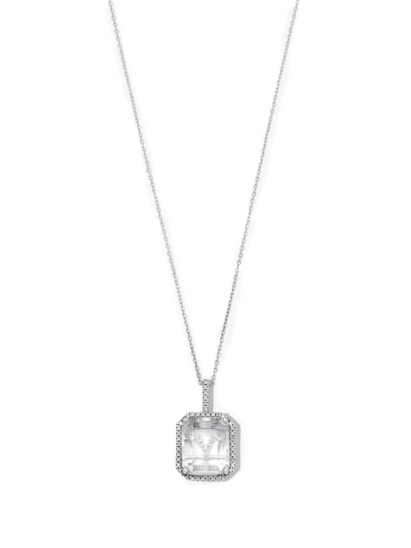 Mateo 14kt white gold Y initial diamond pave quartz pendant necklace - Silver von Mateo