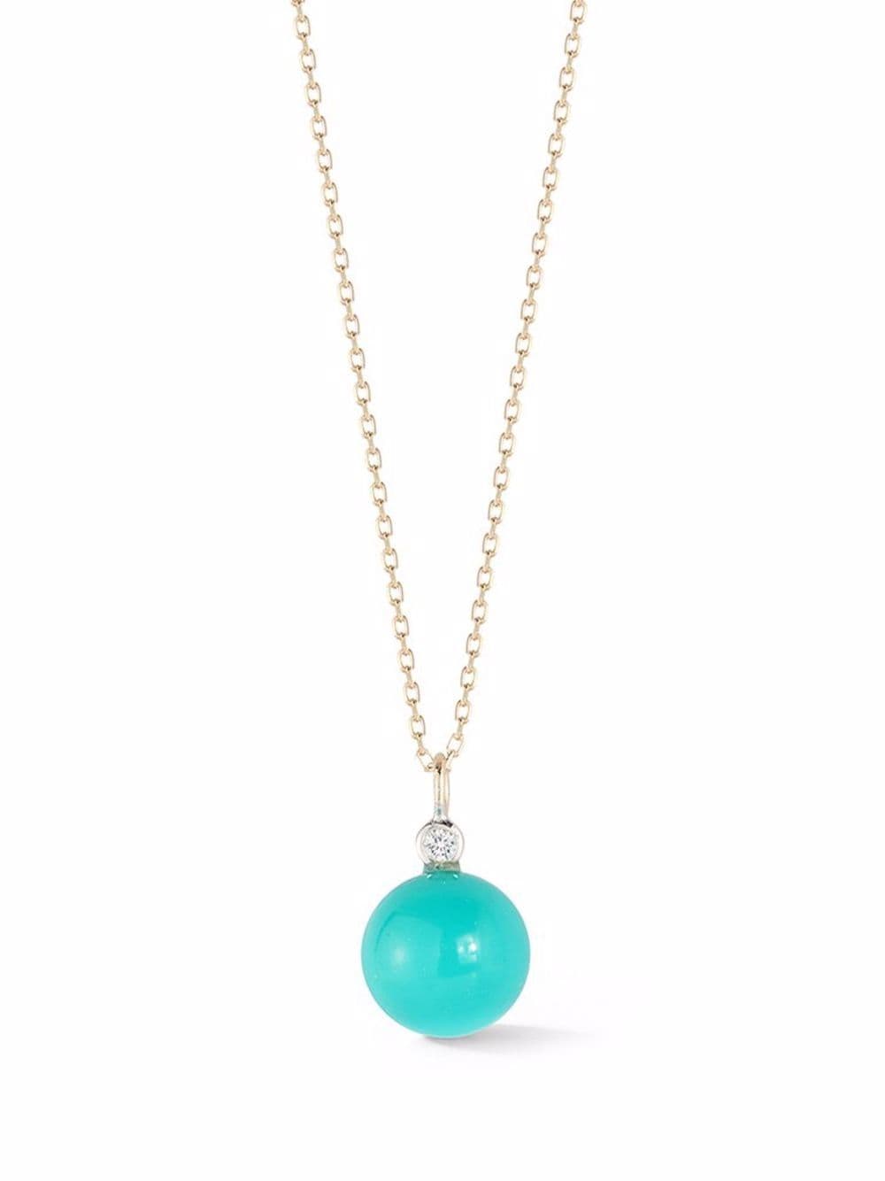 Mateo 14kt yellow gold Dot turquoise and diamond necklace - Silver von Mateo