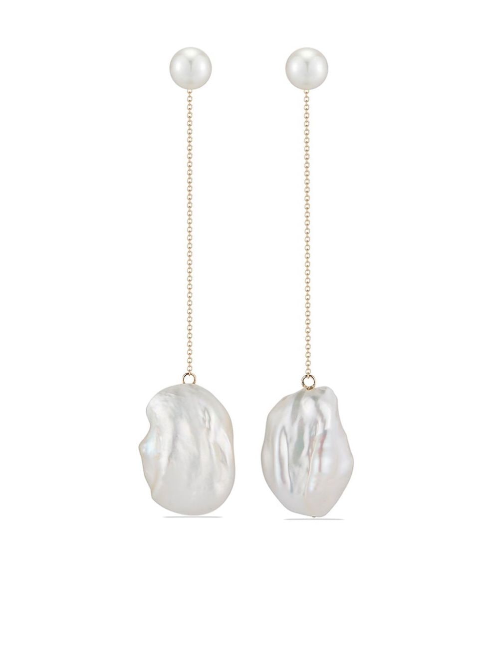 Mateo 14kt yellow gold Duality baroque pearl drop earrings - White von Mateo