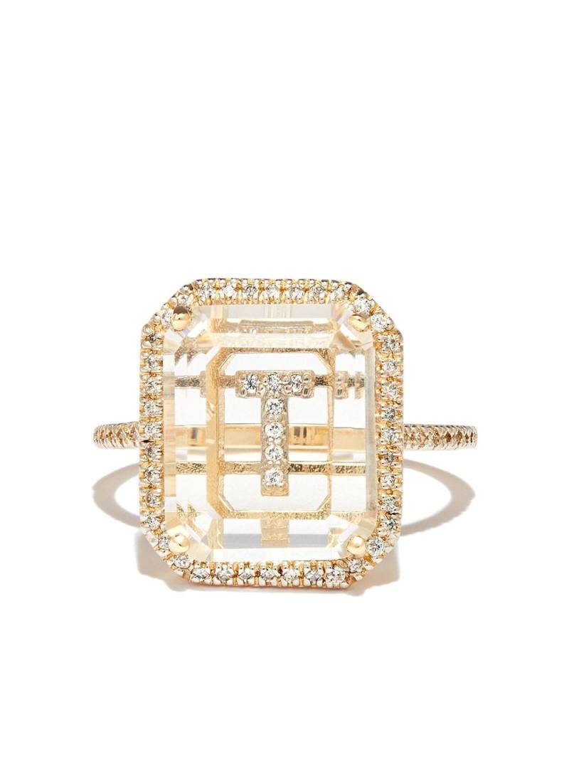 Mateo 14kt yellow gold T Initial diamond ring von Mateo