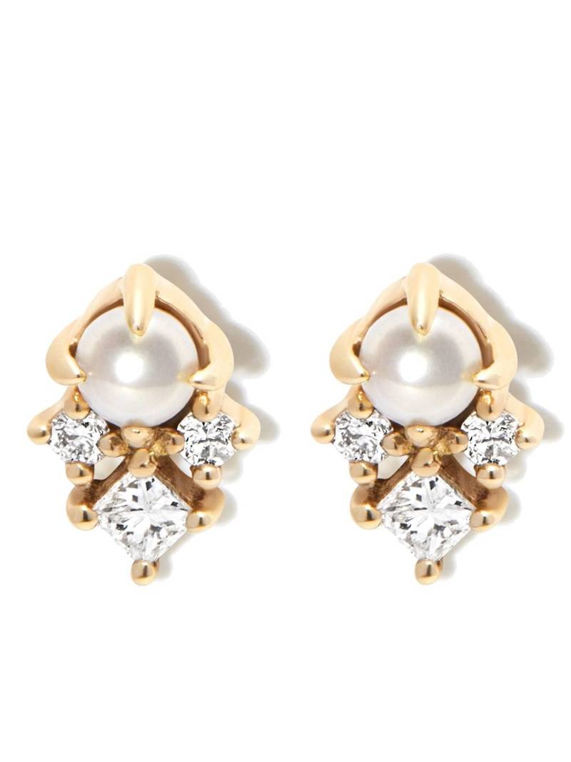 Mateo 14kt yellow gold The Little Things diamond pearl stud earrings von Mateo