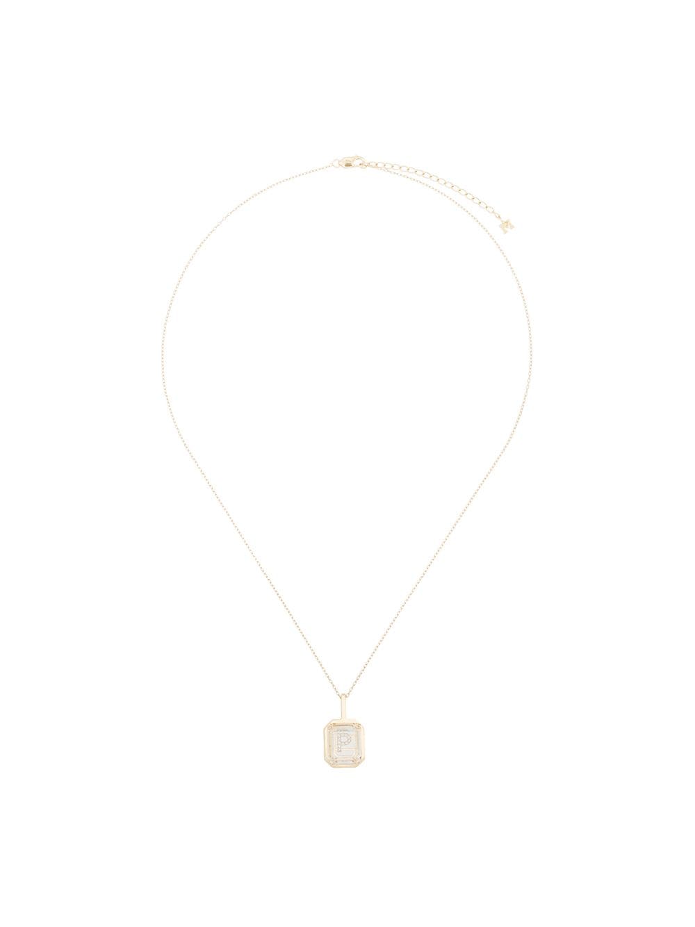 Mateo 14kt yellow gold crystal frame P initial diamond necklace von Mateo