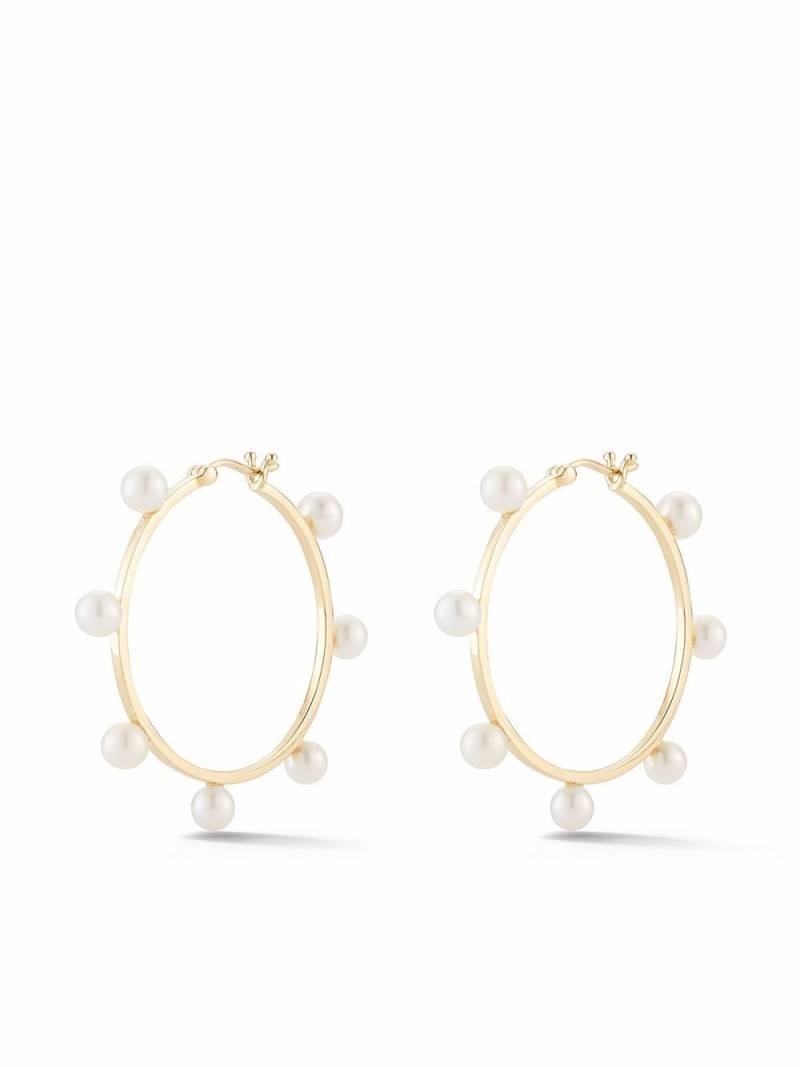 Mateo 14kt yellow gold large pearl dot hoop earrings von Mateo