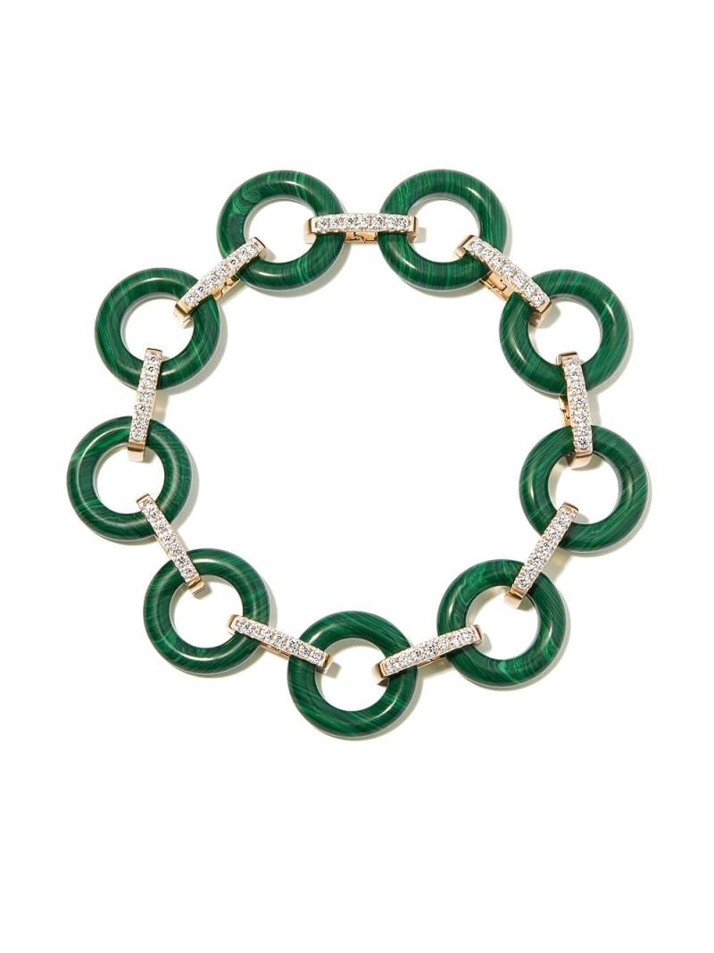 Mateo 14kt yellow gold malachite and diamond bracelet von Mateo