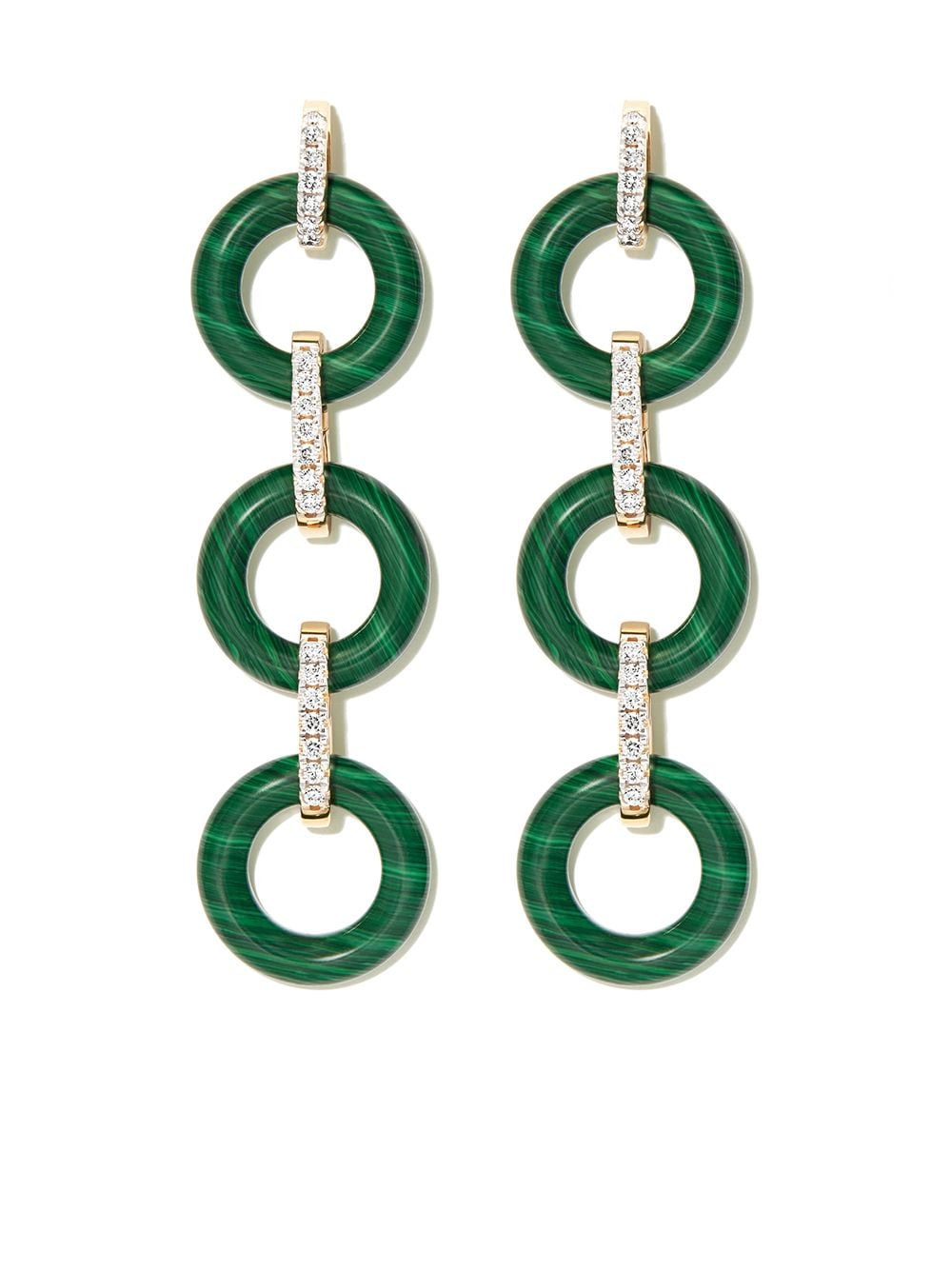 Mateo 14kt yellow gold malachite and diamond drop earrings von Mateo