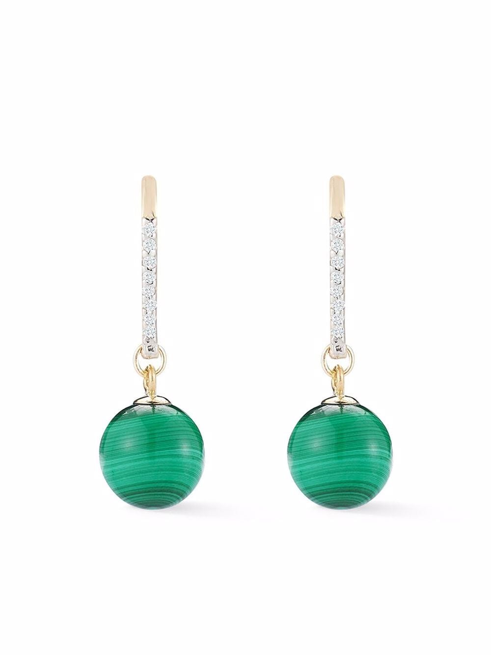 Mateo 14kt yellow gold single malachite diamond drop earrings von Mateo