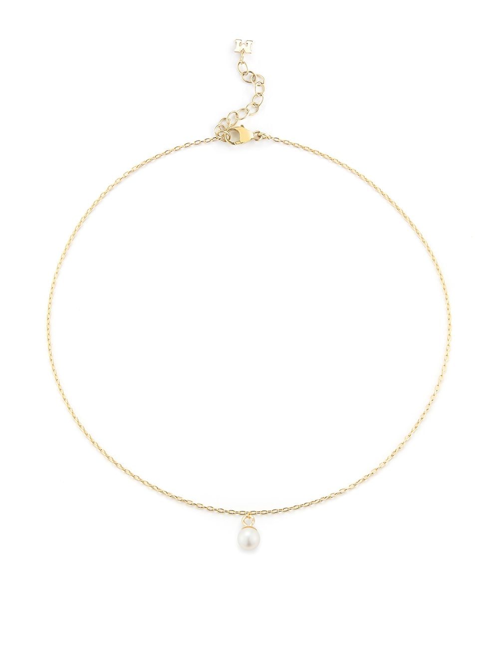 Mateo 14kt yellow gold single pearl drop chain anklet von Mateo