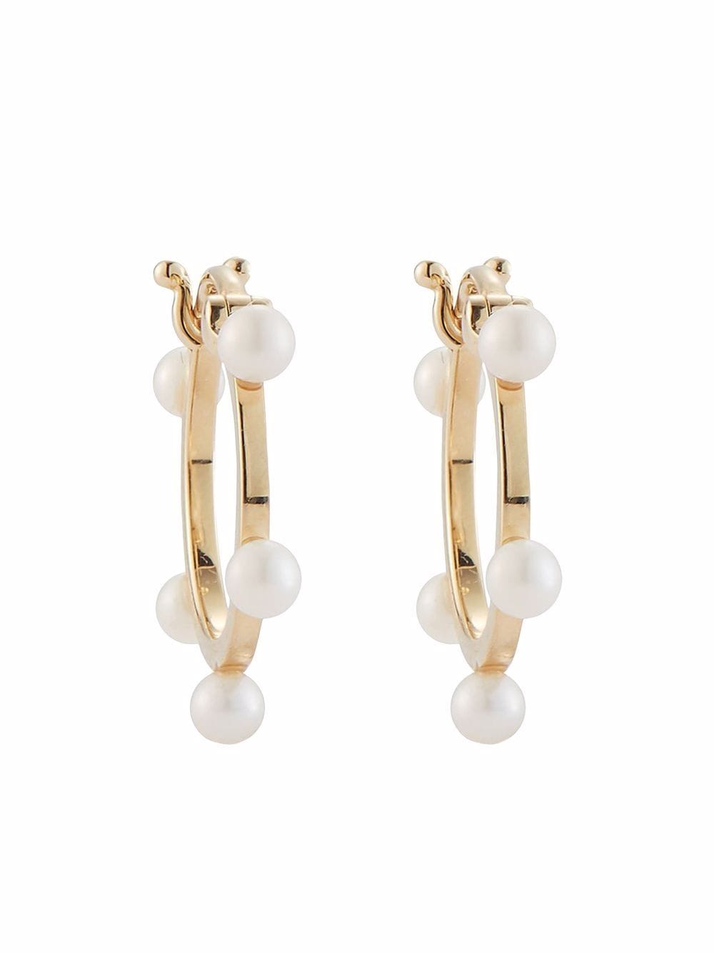 Mateo 14kt yellow gold small pearl dot hoops von Mateo