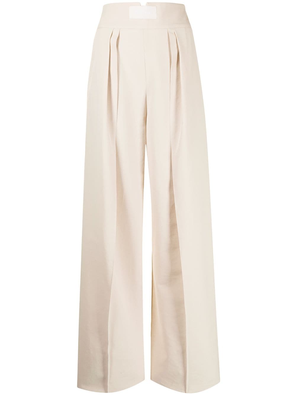 Maticevski pressed-crease cotton palazzo trousers - White von Maticevski