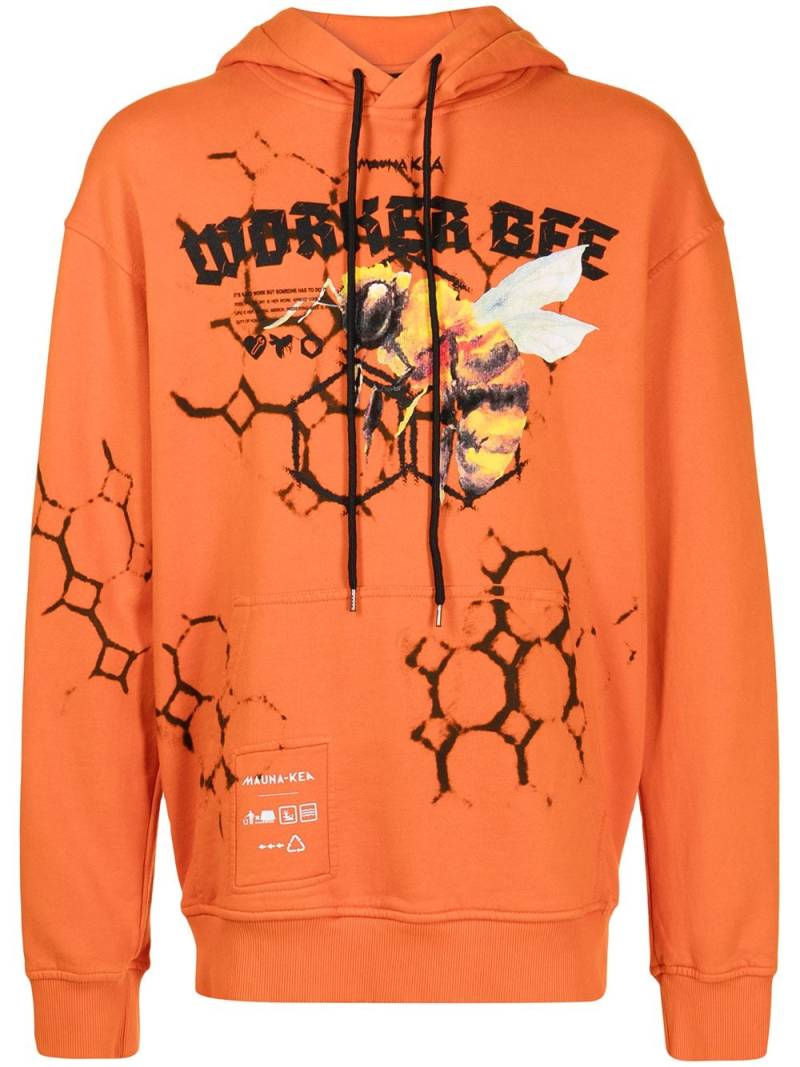 Mauna Kea Workers Bee print hoodie - Orange von Mauna Kea