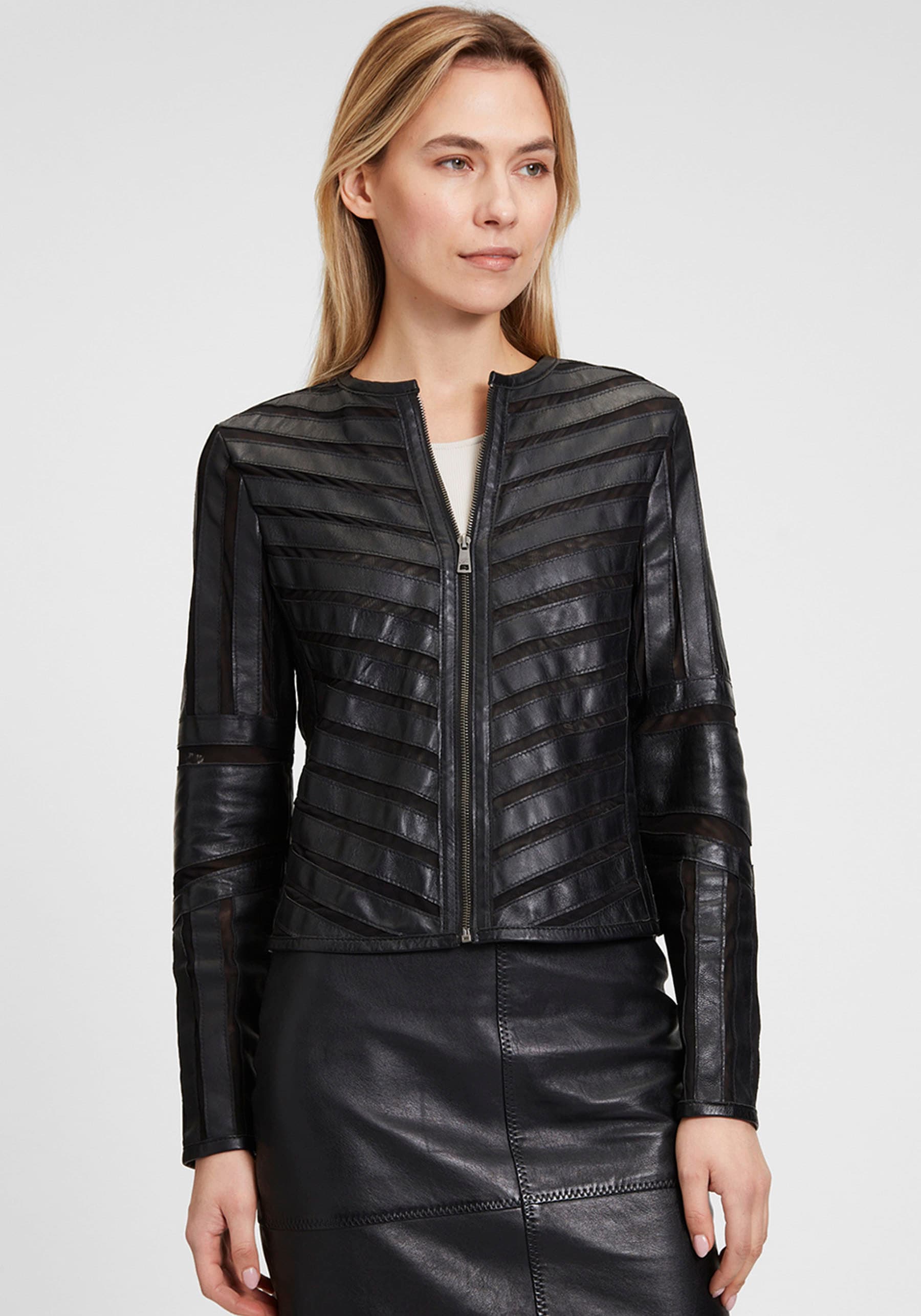 Mauritius Lederjacke »GGSuri LELEV«, gepatchtes Leder, Rundhals,Reissverschluss Mauritius Lederjacke »GGSuri LELEV«, gepatchtes Leder, Rundhals,Reissverschluss von Mauritius