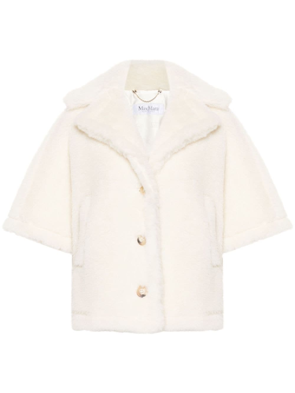 Max Mara Teddy faux-shearling short cloak - White von Max Mara