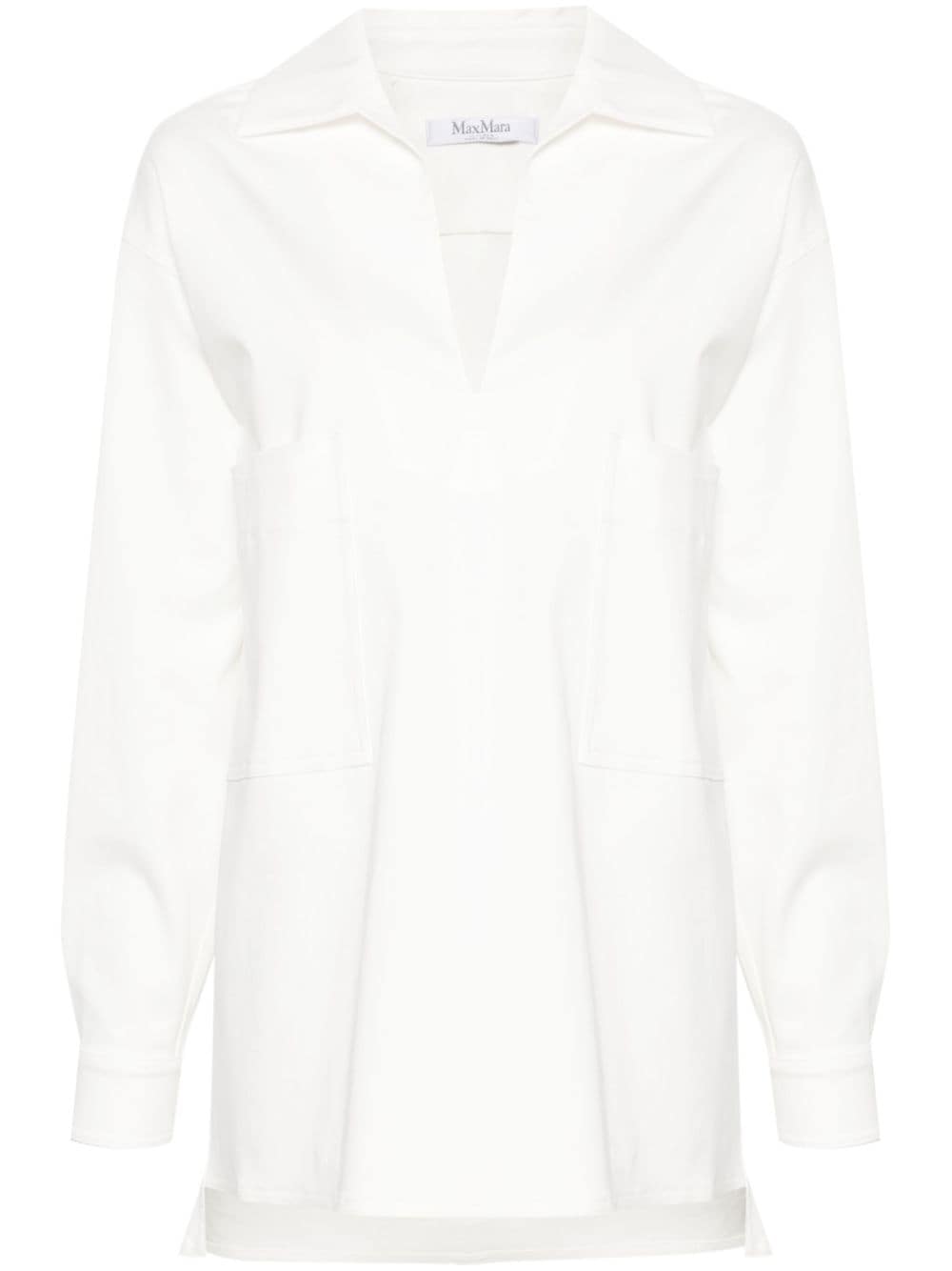 Max Mara gabardine-weave V-neck shirt - White von Max Mara