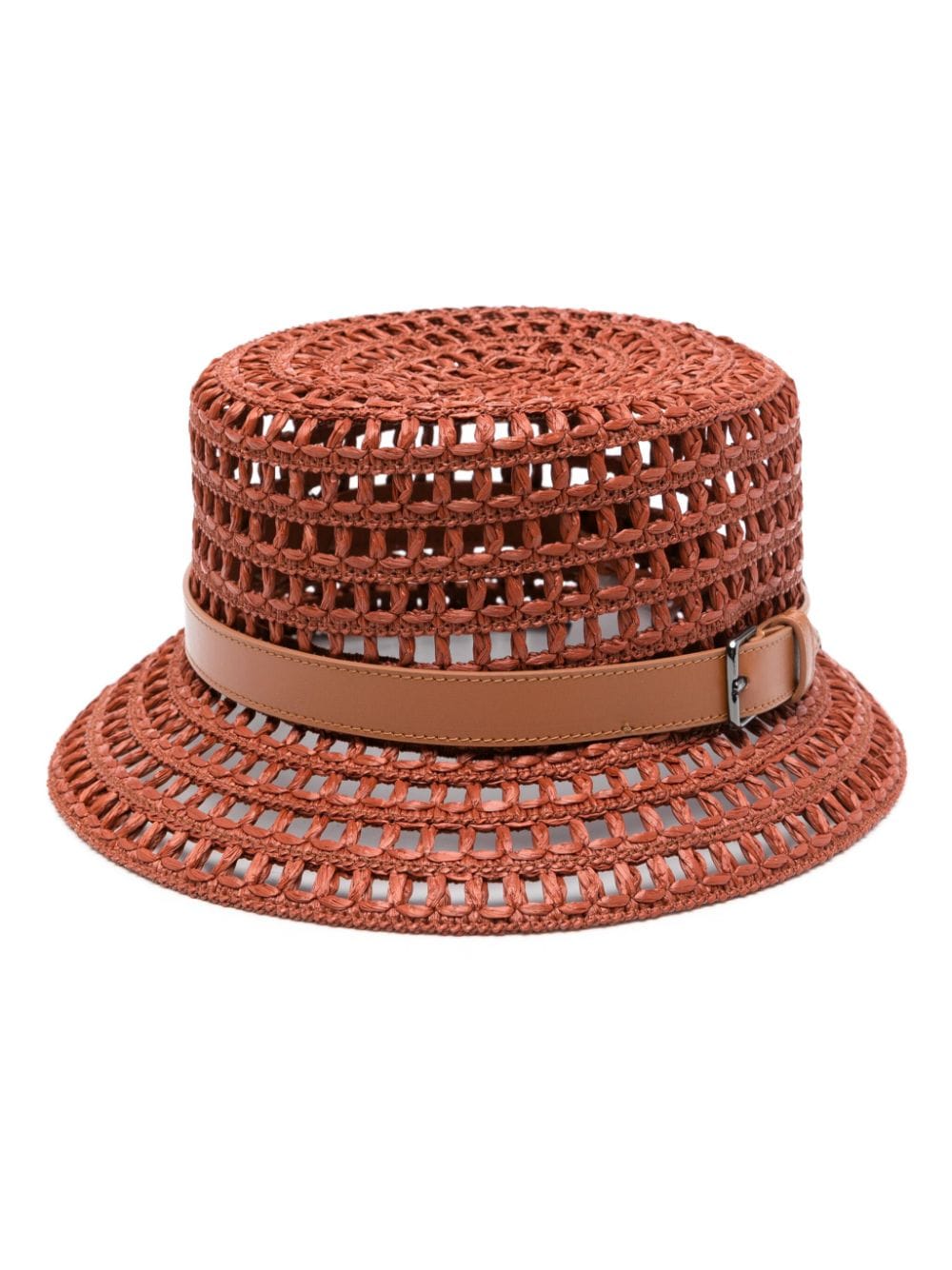 Max Mara leather-detail crochet hat - Brown von Max Mara