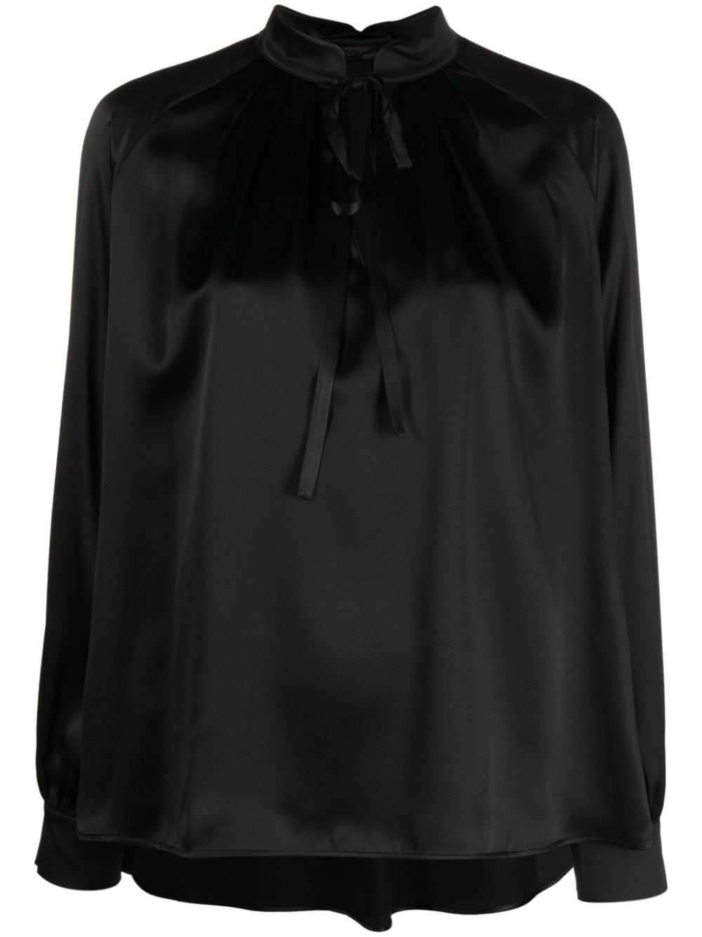 Max Mara self-tie long-sleeve silk blouse - Black