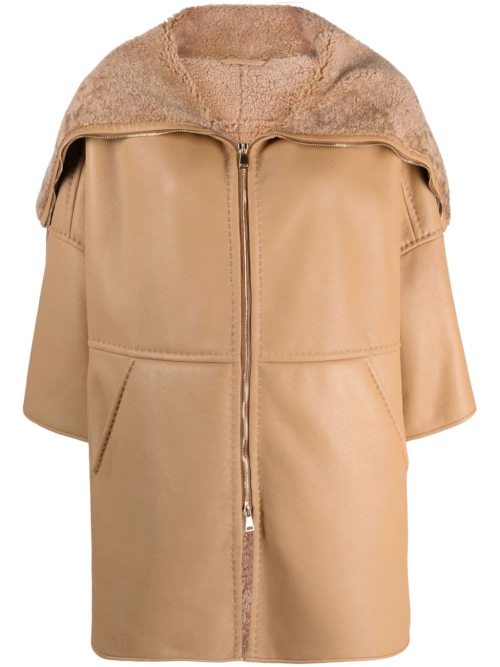 Max Mara shearling-trim cape coat - Neutrals von Max Mara