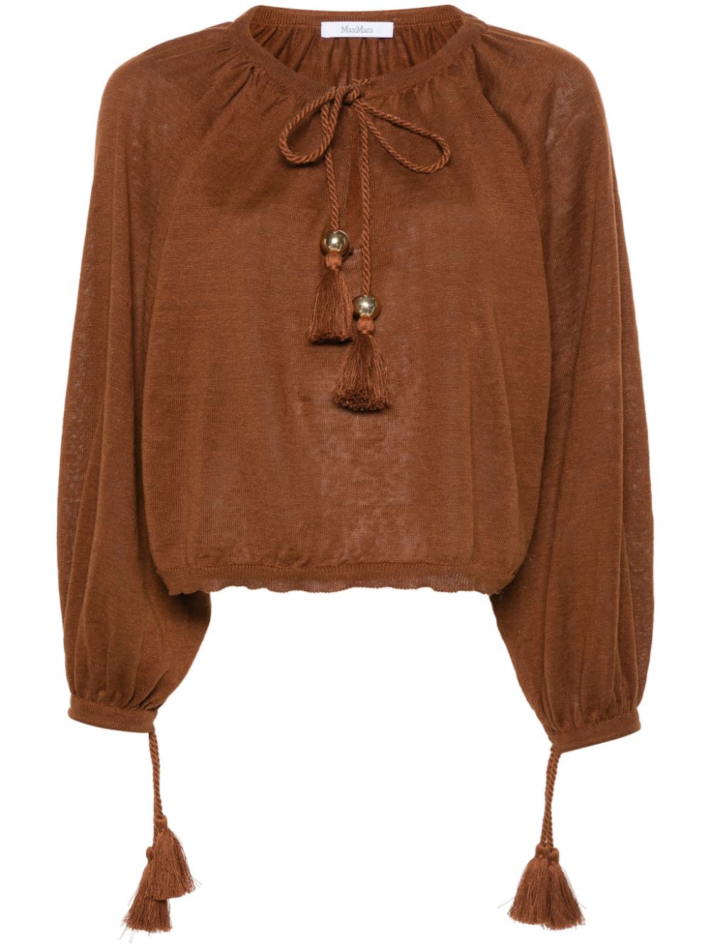 Max Mara tassel-detail linen top - Brown von Max Mara