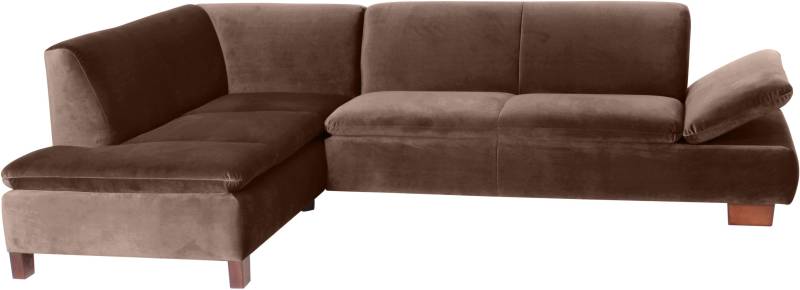 Max Winzer® Ecksofa »Tampere modern, edler Samtvelours Bezug, Mattenoptik im Sitz, bequem«, mit Armlehnverstellung, Ottomane wahlweise rechts oder links, L-Form von Max Winzer®